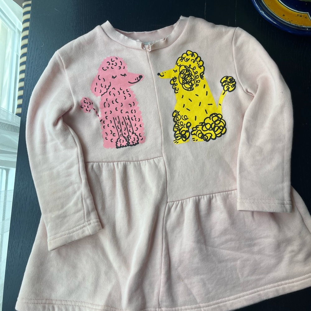 Stella Maccartney Kids Pink and Yellow Poodle cotton dress
